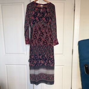 CAbi Multicolor Floral Long Sleeve Dress